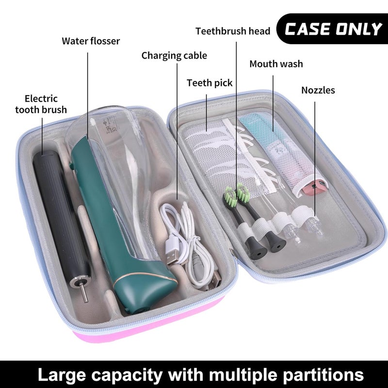 SMYV Water Flosser Travel Case, Portable Dental Oral Irrigator Travel Organizer, Hard Eva Storage Bag for Flosser, Electric Toothbrush, Toothpaset and Irrigator Accessories (Case Only) - Pink - Image 3